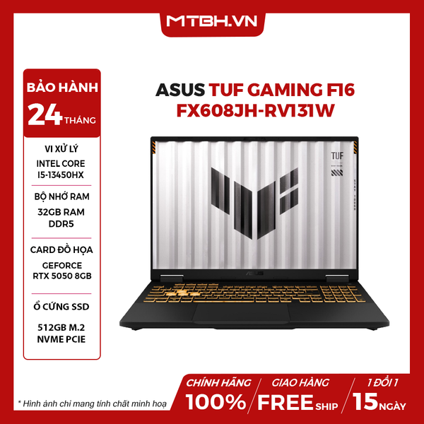 LAPTOP ASUS TUF GAMING F16 FX608JH-RV131W CORE i5-13450HX | RTX 5050 8GB | 32GB RAM | 512GB SSD | 16' WUXGA 165Hz | Win 11