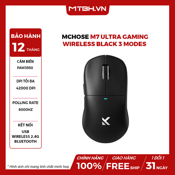 Chuột MCHOSE M7 Ultra Gaming Wireless Black 3 Modes