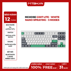 Bàn Phím Cơ MCHOSE GX87 Lite - White Nano Spraying - 3 Modes