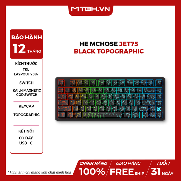 Bàn Phím Cơ MCHOSE HE Jet75 - Black Topographic
