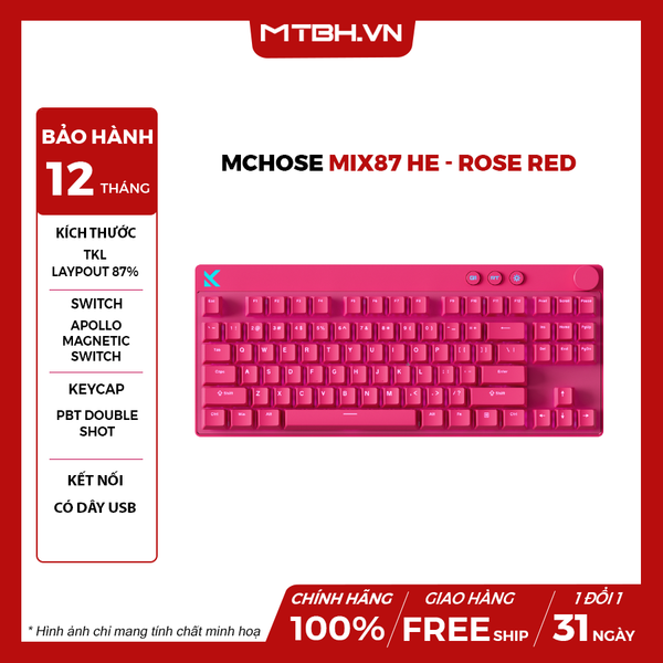 Bàn Phím Cơ MCHOSE Mix87 HE - Rose Red