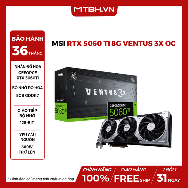 VGA MSI RTX 5060 Ti 8G VENTUS 3X OC