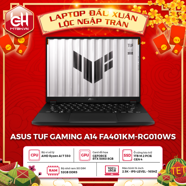 LAPTOP ASUS TUF GAMING A14 FA401KM-RG010WS Ryzen AI 7 350 | RTX 5060 8GB | 32GB RAM | 1TB SSD | 14' WQXGA 165Hz | Win 11