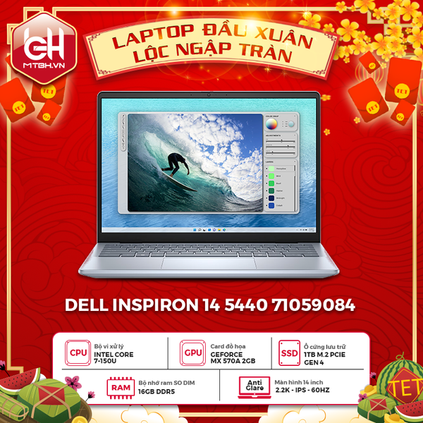 LAPTOP DELL INSPIRON 14 5440 71059084 CORE 7-150U | MX 570A 2GB | 16GB RAM | 1TB SSD | Win 11 | Office HS24