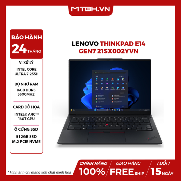 LAPTOP LENOVO THINKPAD E14 GEN7 21SX002YVN U7-255H | 16GB RAM | 512GB SSD | 14.0 WUXGA | WIN11