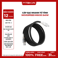 Cáp sạc nhanh từ tính Movespeed MSC03 240W | 1.2M - Đen