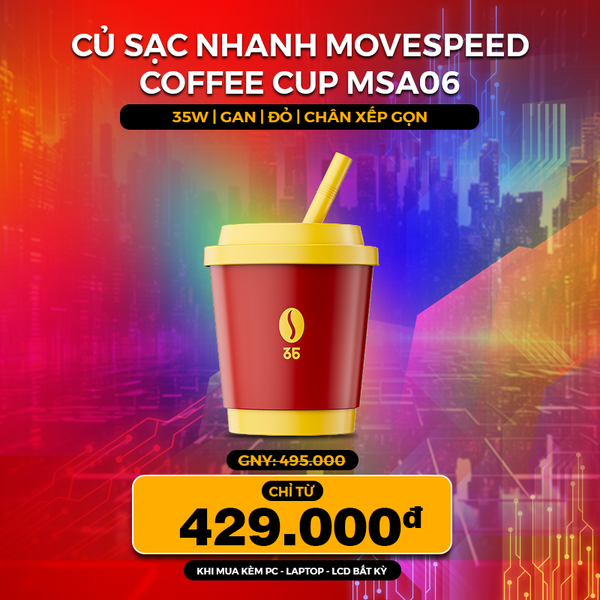 Củ sạc nhanh Movespeed Coffee Cup MSA06 | 35W | GaN | Đỏ