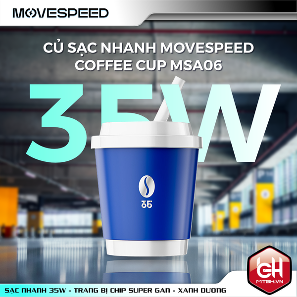 Củ sạc nhanh Movespeed Coffee Cup MSA06 | 35W | GaN | Xanh dương