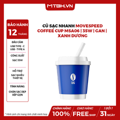 Củ sạc nhanh Movespeed Coffee Cup MSA06 | 35W | GaN | Xanh dương