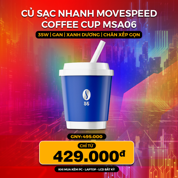 Củ sạc nhanh Movespeed Coffee Cup MSA06 | 35W | GaN | Xanh dương