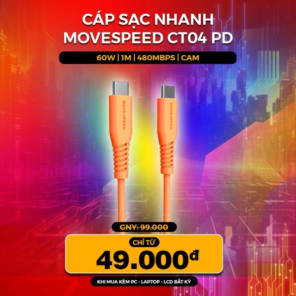 Cáp sạc nhanh Movespeed CT04 PD 60W | 1M | 480MBPS | Cam