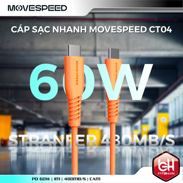 Cáp sạc nhanh Movespeed CT04 PD 60W | 1M | 480MBPS | Cam