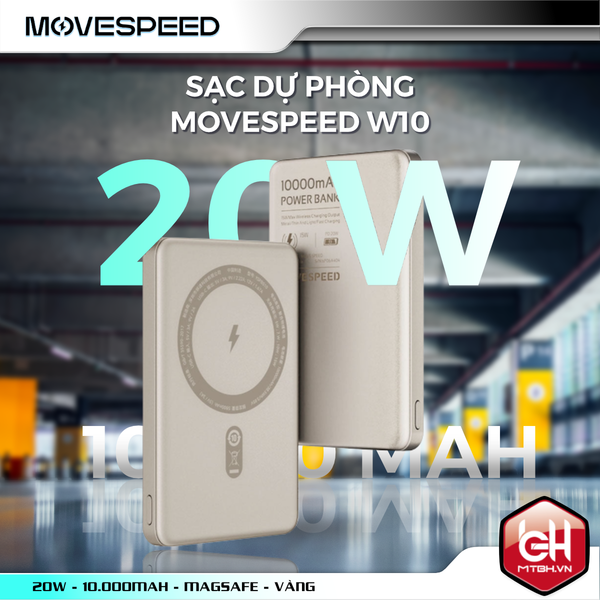 Sạc dự phòng từ tính Movespeed W10 | 10000mAh | 20W | Vàng