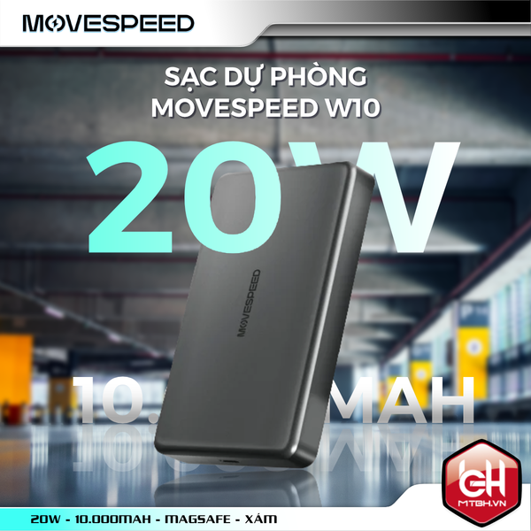 Sạc dự phòng từ tính Movespeed W10 | 10000mAh | 20W | Đen