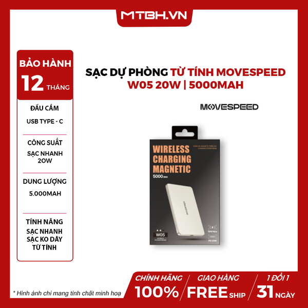 Sạc dự phòng từ tính Movespeed W05 20W | 5000mAh