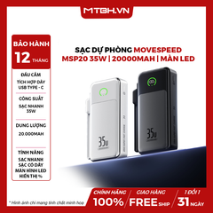 Sạc dự phòng Movespeed MSP20 35W | 20000mAh | Màn Led | Tích hợp Type C