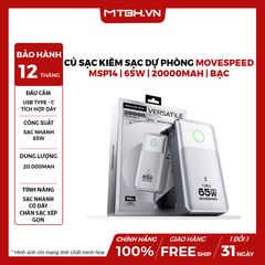 Củ sạc kiêm sạc dự phòng 3-in-1 Movespeed MSP14 | 65W | 20000mAh | Bạc