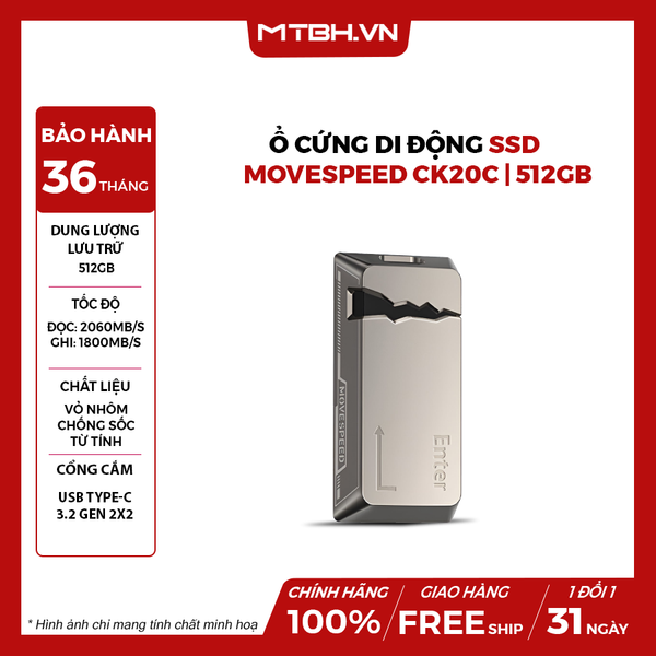 Ổ cứng di động SSD Movespeed CK20C | 512GB | 2060mb/s | 4K ProRes HDR | Magnetic
