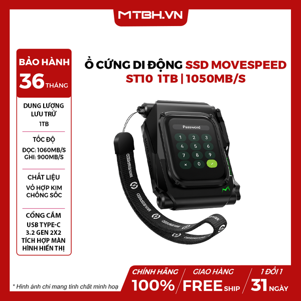 Ổ cứng di động SSD Movespeed ST10 | 1TB | 1050MB/s | Màn hình cảm ứng