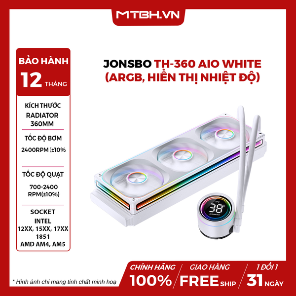 Tản Nhiệt Nước Jonsbo TH-360 AIO White (ARGB, Hiển Thị Nhiệt Độ)