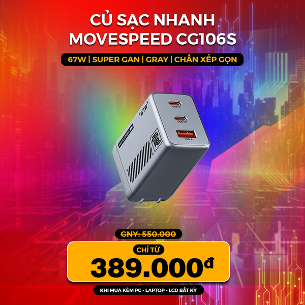 Củ sạc nhanh Movespeed CG106S - 67W | Super GaN | Gray