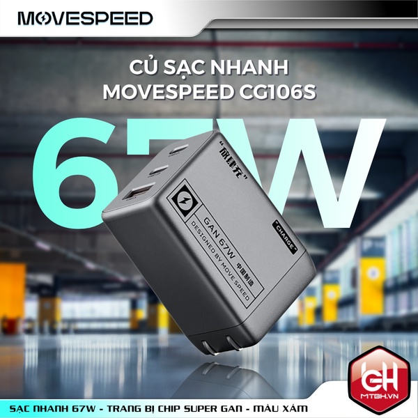 Củ sạc nhanh Movespeed CG106S - 67W | Super GaN | Gray