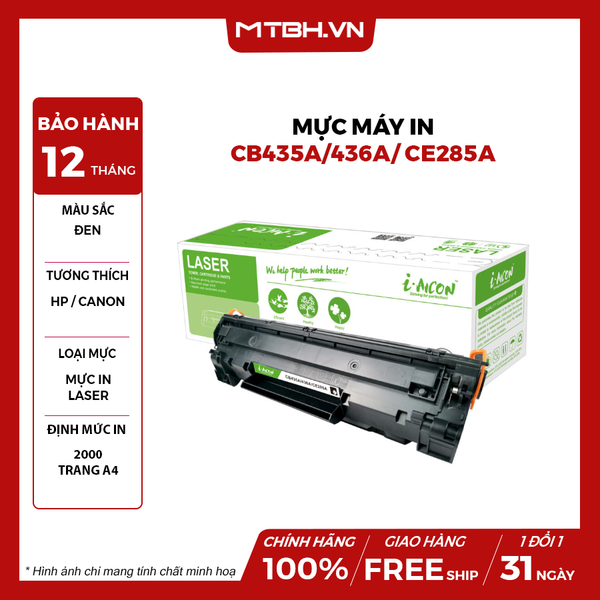 HỘP MỰC MÁY IN CB435A/436A/ CE285A THƯƠNG HIỆU I-AICON
