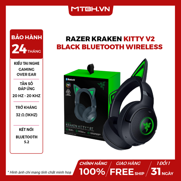 Tai Nghe Razer Kraken Kitty V2 Black bluetooth wireless