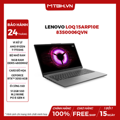 LAPTOP GAMING LENOVO LOQ 15ARP10E 83S0006QVN RYZEN 7-7735HS | RTX3050 6GB | 16GB RAM | 512GB SSD | 15.6