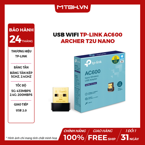 USB Wifi TP-Link AC600 Archer T2U Nano