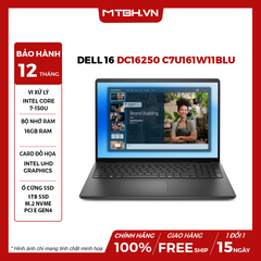 LAPTOP DELL 16 DC16250 C7U161W11BLU CORE 7-150U | 16GB RAM | 1TB SSD | 16.0 FHD CẢM ỨNG| WIN11 + OFFICE| ĐEN