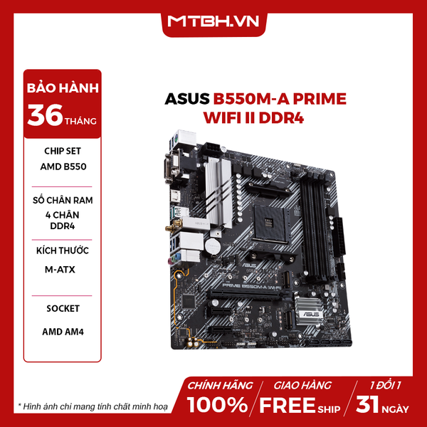 Main ASUS B550M-A Prime Wifi II DDR4 | AM4, mATX, 4 khe RAM
