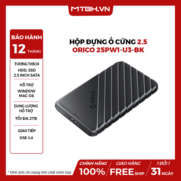 Hộp đựng ổ cứng 2.5 inch ORICO 25PW1-U3-BK