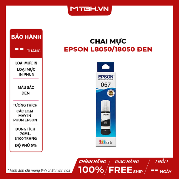 Chai mực Epson L8050/18050 Đen - Thương hiệu I-AICON (70ml)