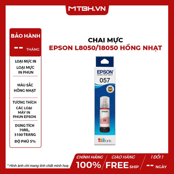 Chai mực Epson L8050/18050 Hồng nhạt - Thương hiệu I-AICON (70ml)