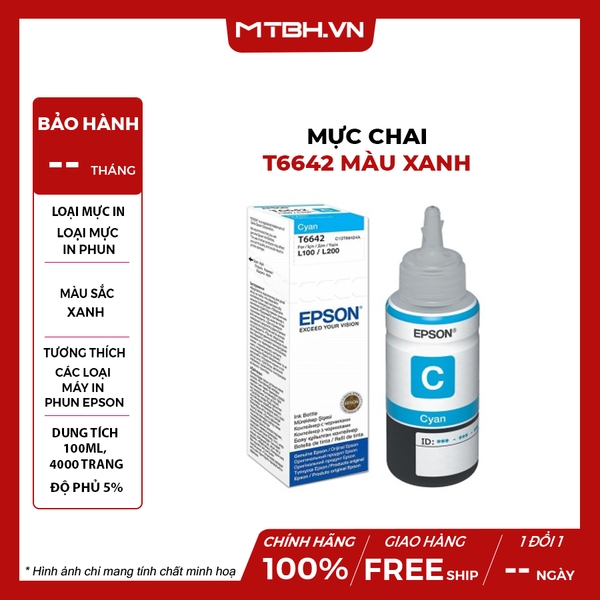 Mực chai T6642 màu xanh Thương hiệu I-AICON (100ML)