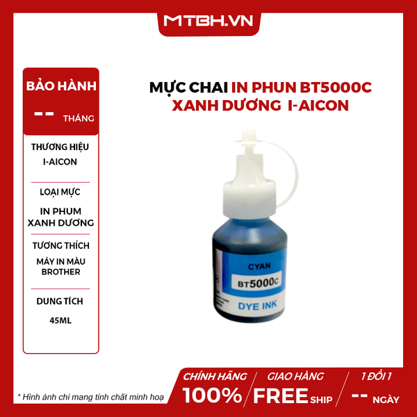 Mực chai in phun BT5000C Xanh dương - Thương hiệu I-AICON