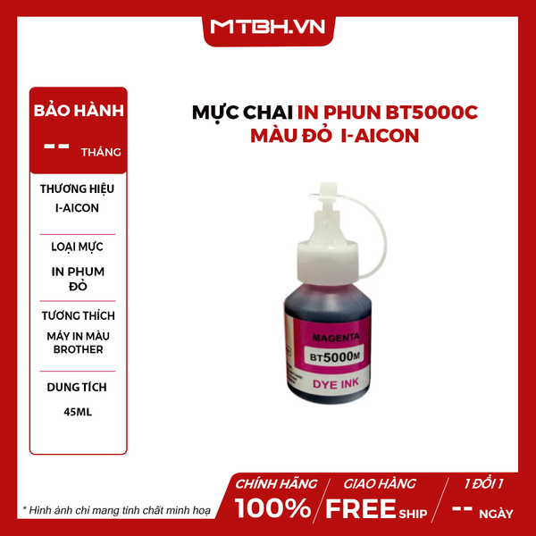 Mực chai in phun BT5000M Đỏ - Thương hiệu I-AICON