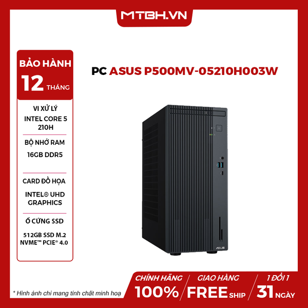PC ASUS P500MV-05210H003W (Intel Core 5 Processor 210H | Intel UHD | 16GB | 512GB | Win 11 | 180W)