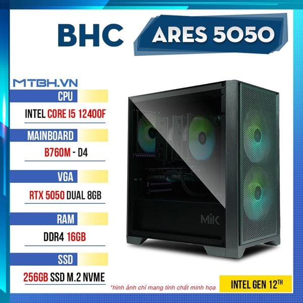 PC Gaming BHC Ares 5050 Gen 12h ( i5 12400F | RTX 5050 8GB | 16GB| B760M | 256GB)