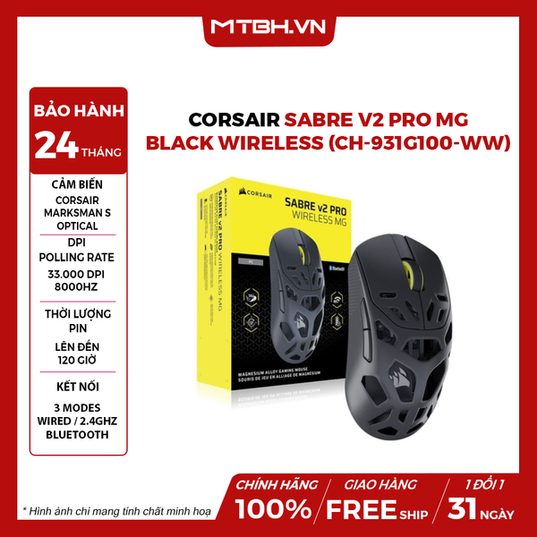 Chuột Corsair SABRE v2 PRO MG Black Wireless (CH-931G100-WW)