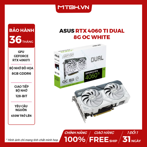 VGA ASUS RTX 4060 TI DUAL 8G OC WHITE
