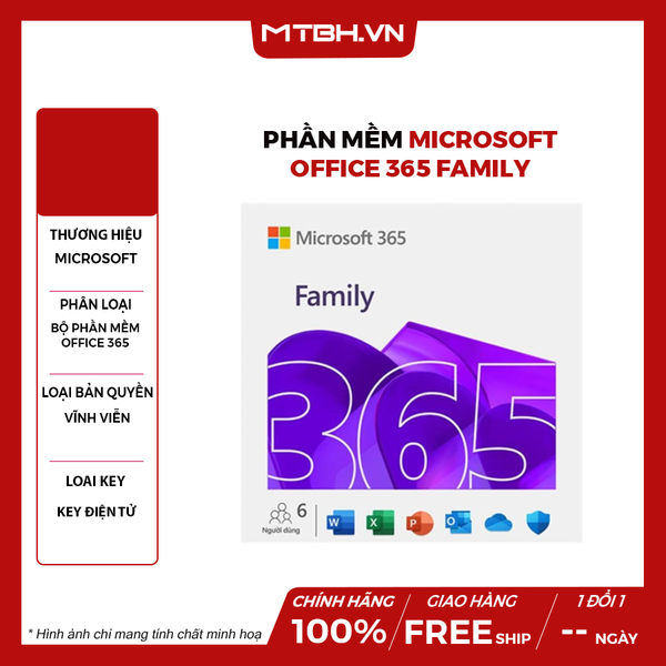 Phần mềm Microsoft 365 Family Subscr PK Lic 1YR Online APAC EM ESD EP2-36890 (Key Điện Tử) - 1 Năm | Chính hãng
