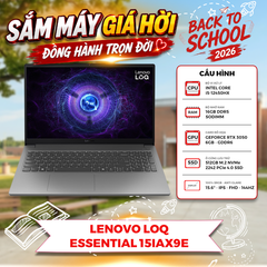 LAPTOP GAMING LENOVO LOQ ESSENTIAL 15IAX9E CORE i5-12450HX | RTX 3050 6GB | 16GB RAM | 512GB SSD | 15.6