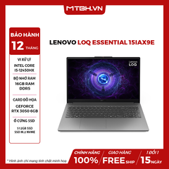 LAPTOP GAMING LENOVO LOQ ESSENTIAL 15IAX9E CORE i5-12450HX | RTX 3050 6GB | 16GB RAM | 512GB SSD | 15.6