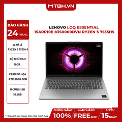 LAPTOP GAMING LENOVO LOQ ESSENTIAL 15ARP10E 83S0000DVN RYZEN 5 7535HS | RTX 3050 6GB | 16GB RAM | 512GB SSD | 15,6