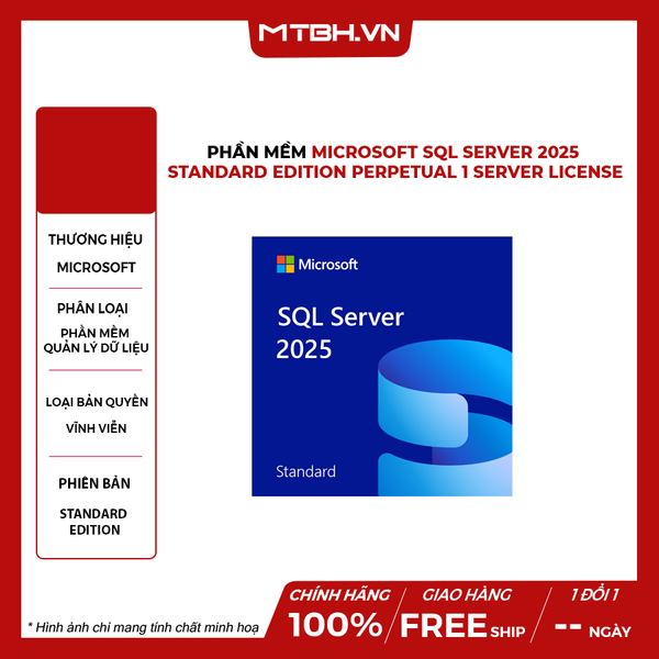 Phần mềm Microsoft SQL Server 2025 Standard edition Perpetual 1 Server License