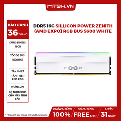 Ram DDR5 16G Sillicon Power Zenith (Amd Expo) Rgb Bus 5600 White