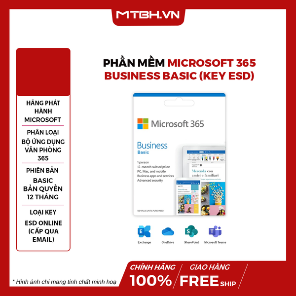 Phần mềm Microsoft 365 Business Basic (Key ESD)- 1 Năm | Chính Hãng