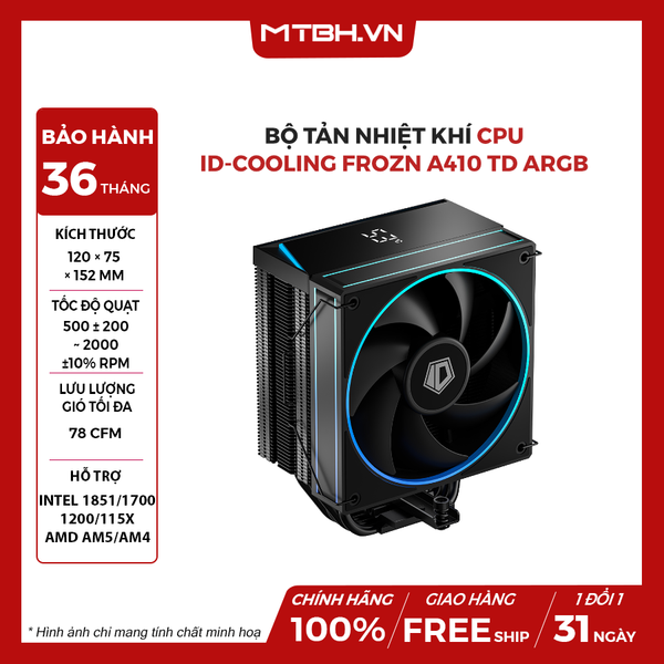 BỘ TẢN NHIỆT KHÍ CPU ID-COOLING FROZN A410 TD ARGB